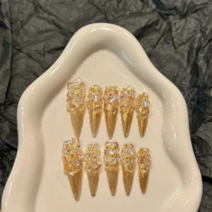 10Pcs Long Stiletto Handmade Press on Nails