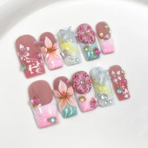 10Pcs French Gradient Handmade Light Luxury Coffin Nails