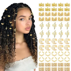 60PCS Hair Jewelry Gold Braid Clips